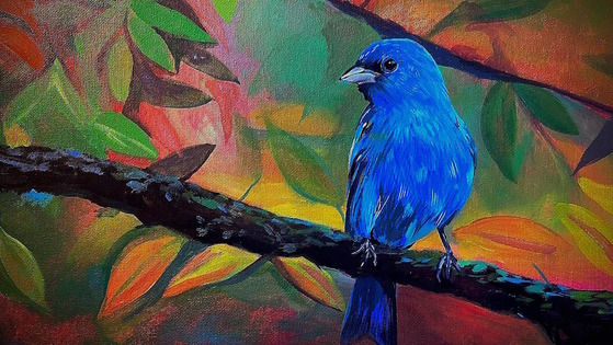 Indigo bunting by Alpharetta's Erin Yi, a 2024 art contest runnerup