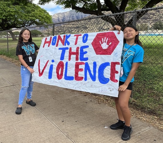Waianae Intermediate sign waving