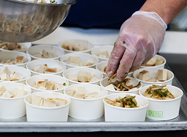 Tofu poke prep at Kailua Elementary School