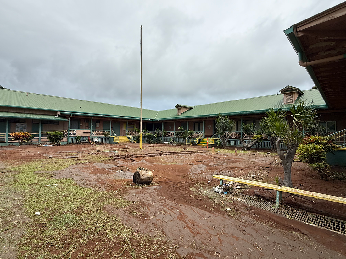 Storm damage at Naalehu Elementary