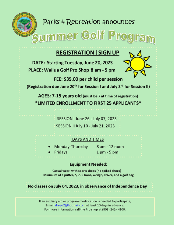 Golf registration 2023