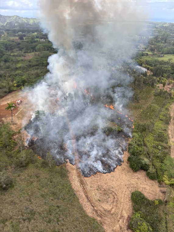 Kaua‘i Fire Department firefighters extinguished a 3-acre brush fire near Haualani Road in Kalihiwai on Wednesday, Dec. 18.