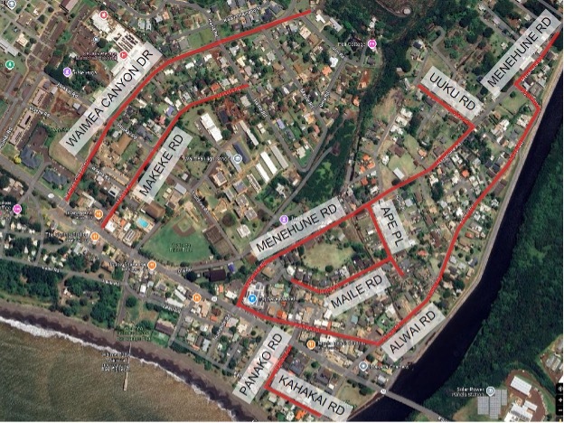 Temporary road closures scheduled in the Waimea area Jan. 6 to Jan. 17 to inspect the waste water system.
