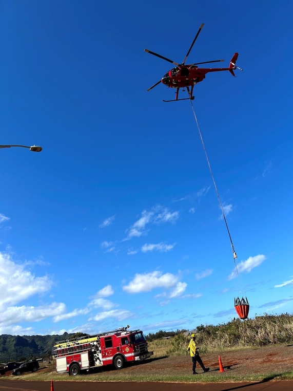 Kaua‘i Fire Department firefighters have knocked down a brush fire in Anahola near Ehukai Road.