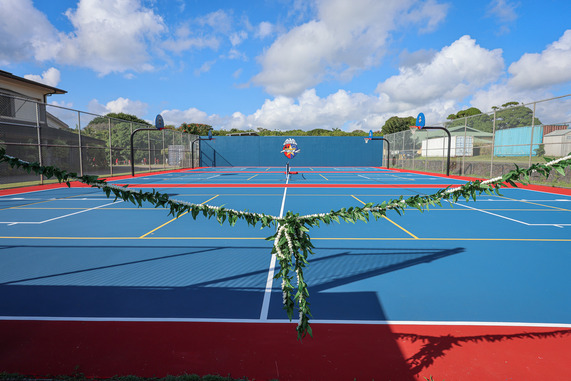 After: The newly completed K-PAL multipurpose court, ready to host basketball, pickleball, and a variety of youth activities.