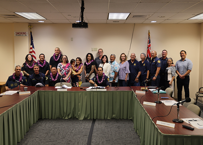Megan Gayagas and emergency responders were honored today at the Fire Commission Meeting, group photo