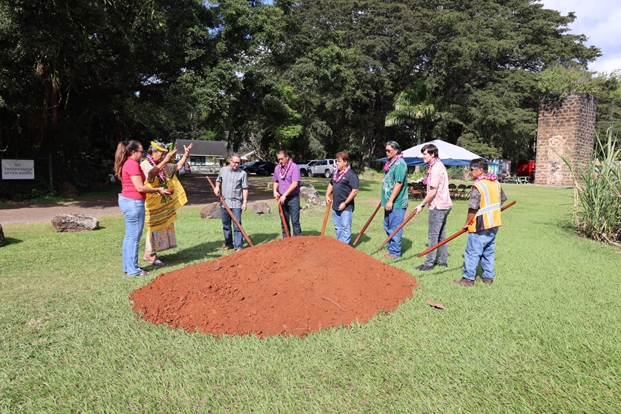 Officials at a blessing of the Kōloa Road Bridge and Kīpū Bridge Project on Wednesday, Feb. 26.