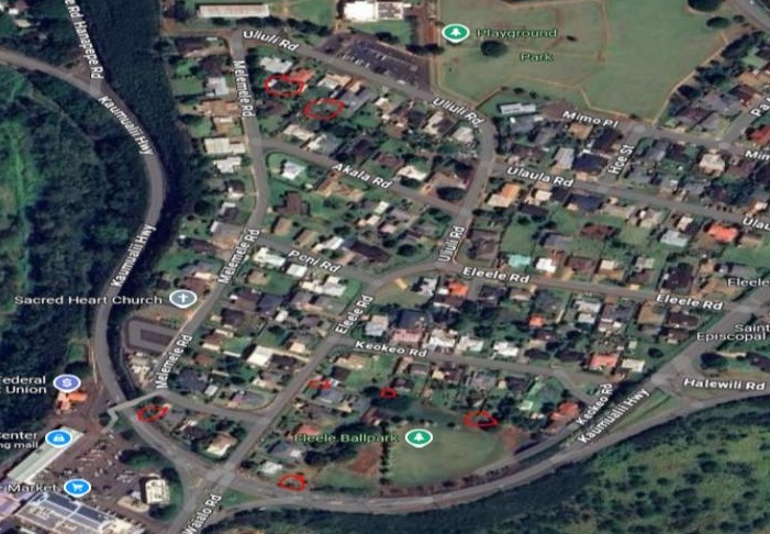 Map of work that will be performed in various easement locations throughout ‘Ele‘ele.