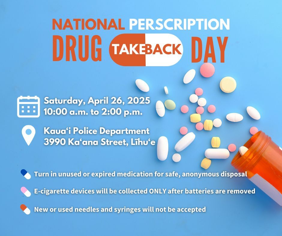 Flyer with words national drug prescription take back day Saturday April 26 2025 10AM to 2PM 