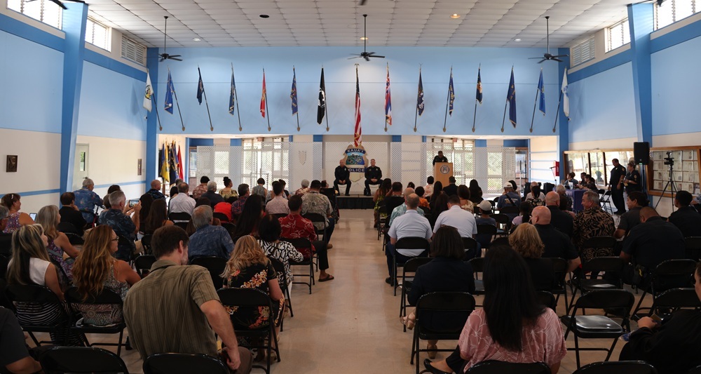 Distinguished guests, KPD personnel, and the public attend the Change of Command ceremony at the Kaua‘i Veterans Center.