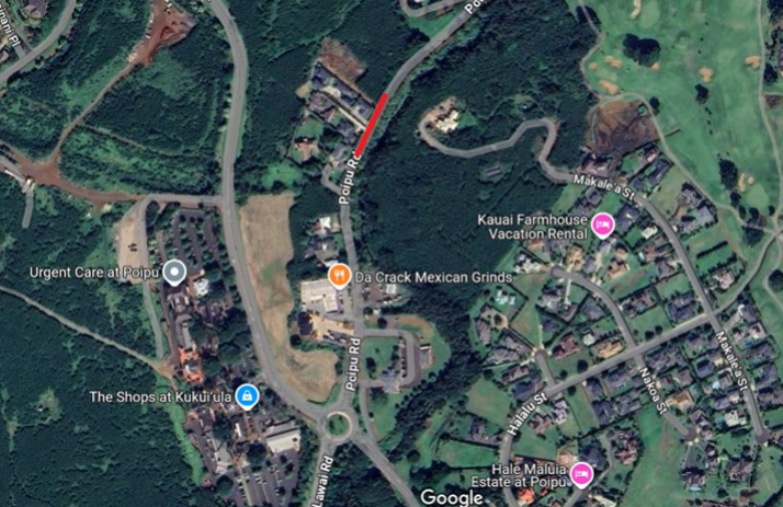 Map of Po‘ipū Road lane closure. ###