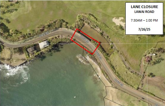 Map of Lawai Road closure. ###