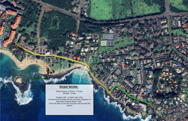 Map of road work along Hoone Road. ###