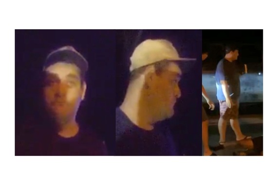 Person of Interest 3 – Wearing a dark shirt, dark shorts, and a beige hat. 