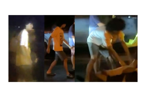 Person of Interest 2 – Wearing a light-colored shirt, grey shorts, and slides.