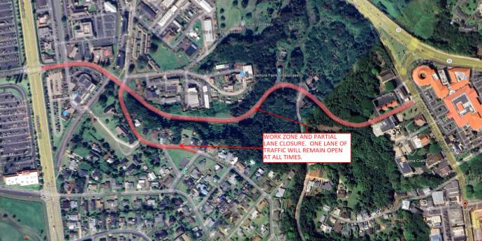 Map of road closure along Haleko Road and Pua Loke Street. ###