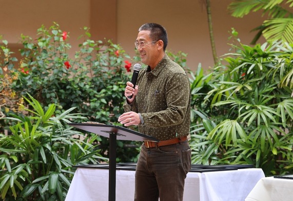 Mayor Derek S.K. Kawakami addresses the crowd gathered for a proclamation ceremony honoring Kaua‘i’s first responders on January 22, 2026.