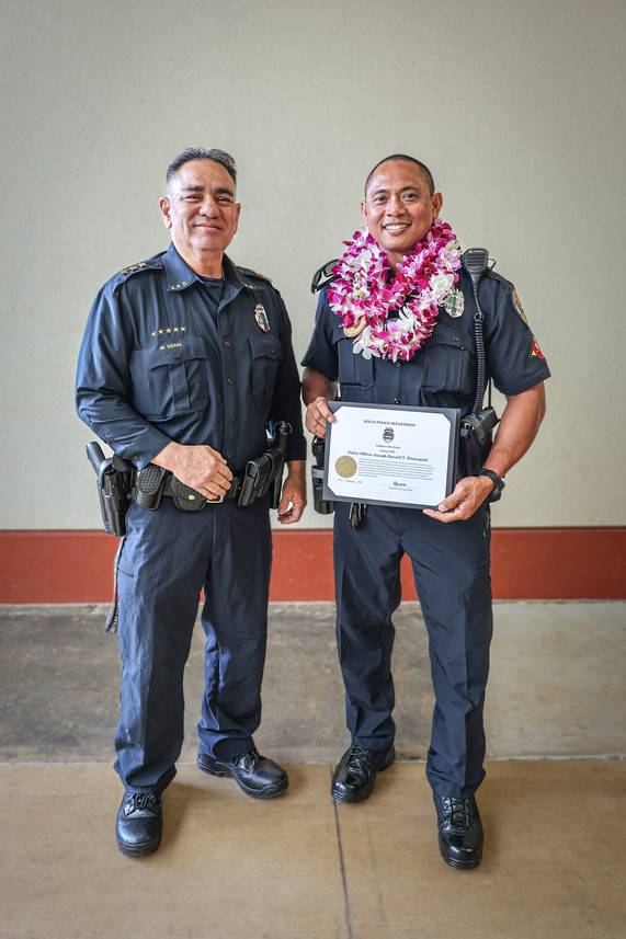 Deputy Chief Mark Ozaki and Officer Jospeh Himongala at the Kaua‘i Police Commission meeting, 