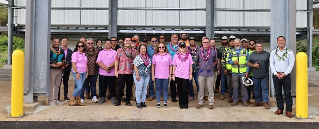 Crowd gathers at the Kapa'a Refuse Transfer Station for a blessing.