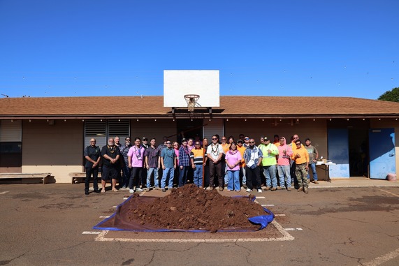 Group photo of the blessing of the Hanapēpē Baseyard project on March 25, 2026.