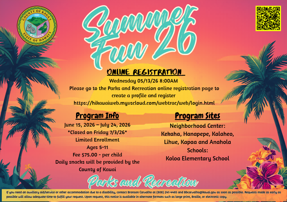 Program Flyer - 2026 Summer Fun Program