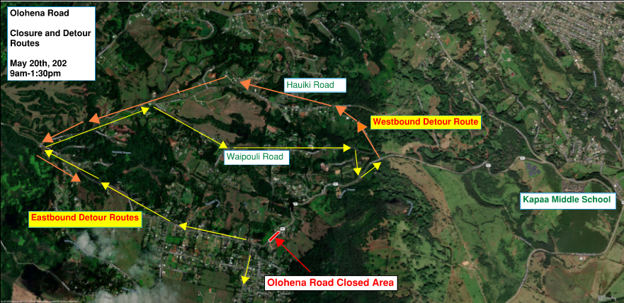 Olohena Road to be closed May 20