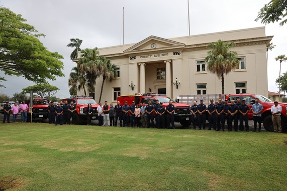 Crowd gathers with new fire vehicles on May 20, 2026