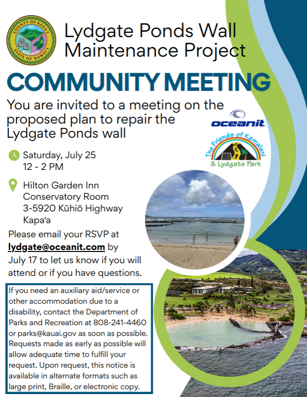 2026-06-18 Lydgate Ponds Wall Maintenance Project Meeting Flyer