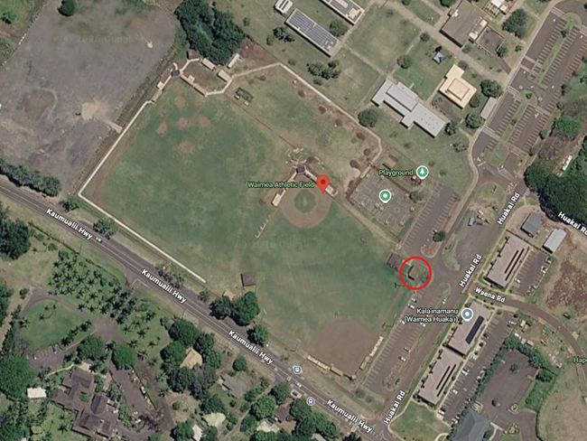Map of restroom under renovation at Waimea Athletic Field.