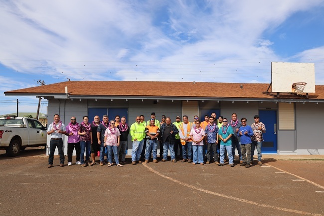 Group photo of those gathered at the Hanapēpē Baseyard blessing.