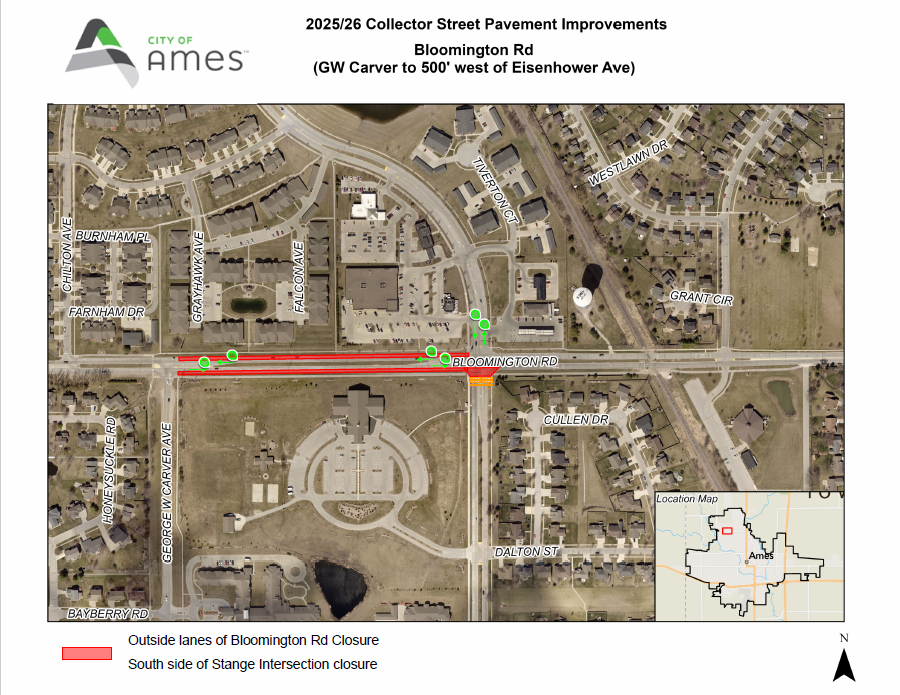 Map of lane closure
