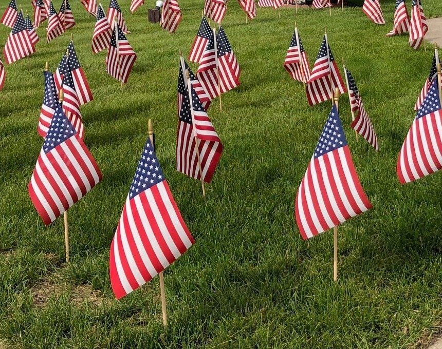 Flags in the grass