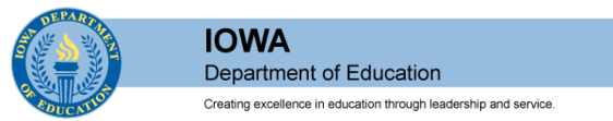 Iowa Department of Education Banner with Mission Statement