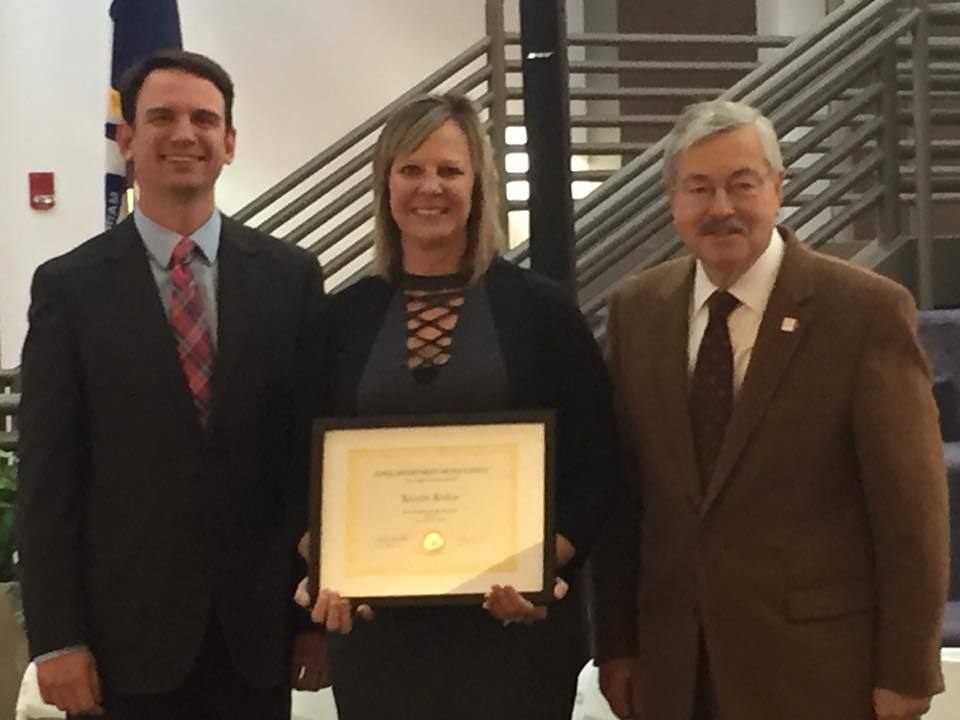 Kristie Kuhse with Governor Branstad and Director Wise