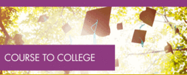 Course to College logo with graduation caps in the air