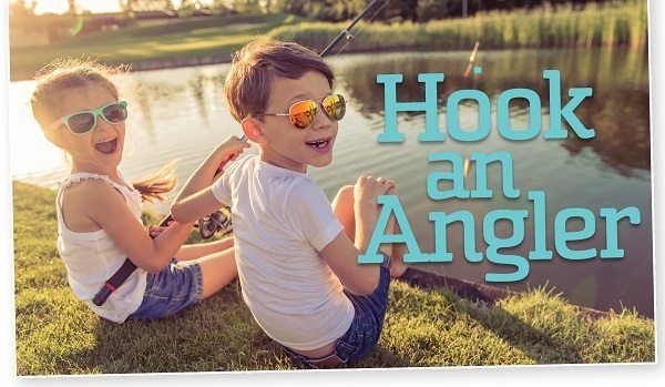 A boy and girl with sunglasses on fishing.