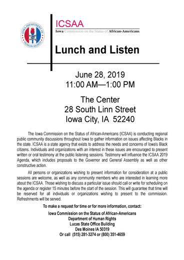 Iowa City discussion flyer
