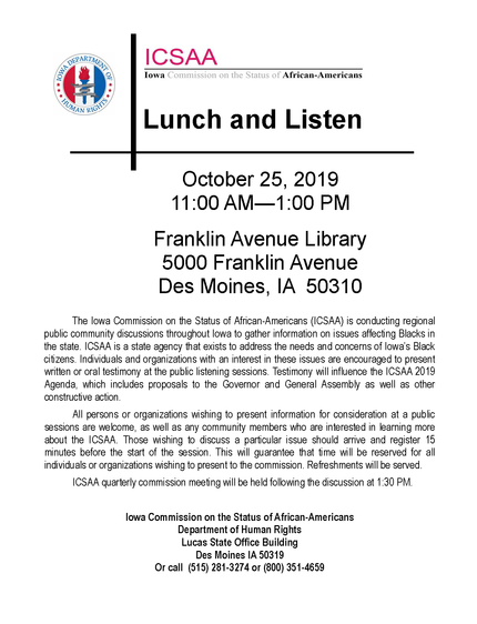 des moines lunch and listen