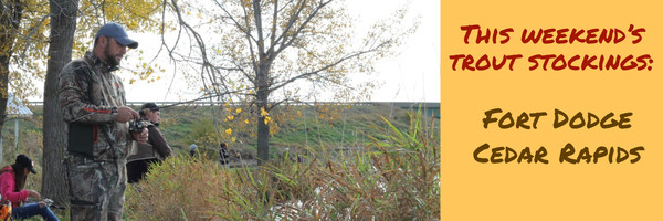 A man fishing for trout at a community fishing pond.
