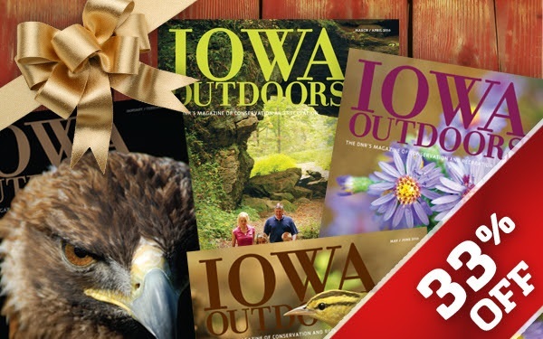 A collage of Iowa Outdoors magazine covers.
