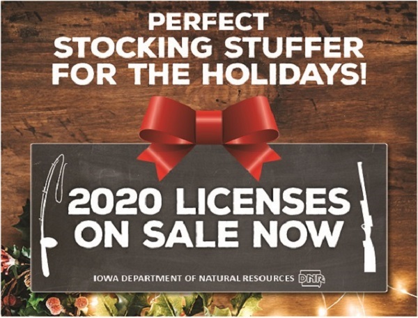 Graphic promoting buying a fishing license as a stocking stuffer.