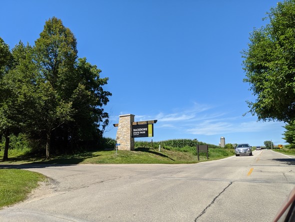 new sign at Backbone State Park
