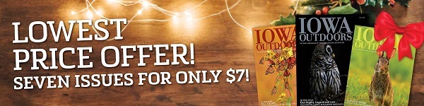 A collage of Iowa Outdoors magazine covers.