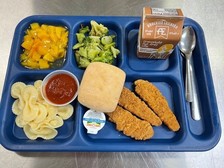 School lunch on tray