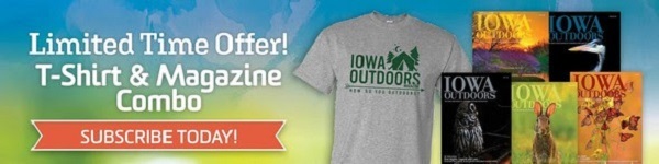Iowa Outdoors magazine covers and t-shirt