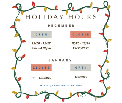 Holiday closure hours announcement