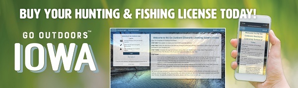 Laptop and mobile phone screen showing Iowa's online licensing site.