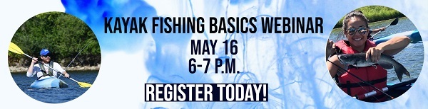 A man and a women fishing from separate kayaks.