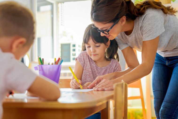 Teacher and child