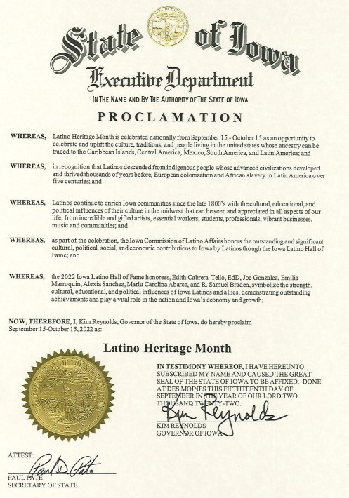 Latino Heritage Month Proclamation